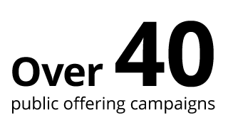 Ponad 40 wspieranych kampanii ofert publicznych 